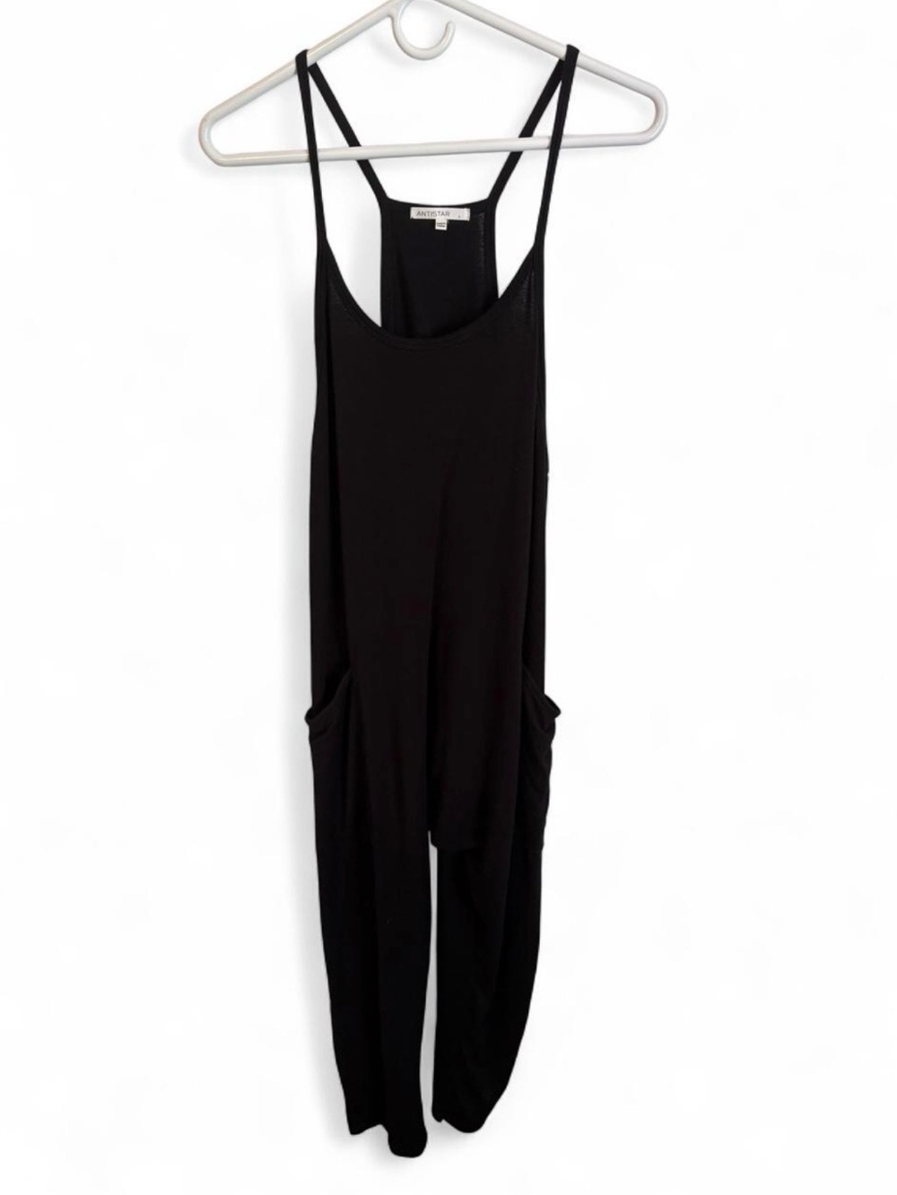 Relaxed Black Scoop-Neck Jumpsuit with Pockets